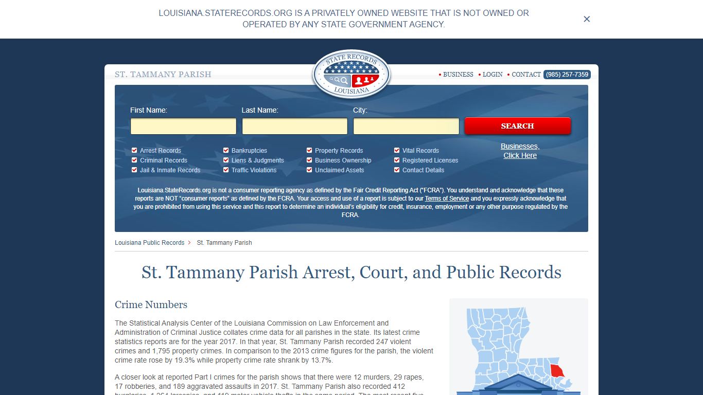 St. Tammany Parish Arrest, Court, and Public Records